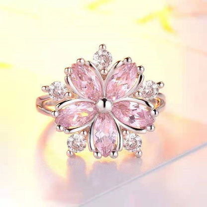 Simple Style Flower Copper Flowers Artificial Rhinestones Rings 1 Piece