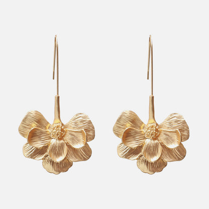 1 Pair Fashion Flower Plating Metal Drop Earrings