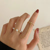 Fashion Round Alloy Plating Artificial Pearls Women's Open Ring 1 Piece