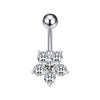 Fashion Heart Shape Flower Butterfly Stainless Steel Plating Inlay Zircon Belly Ring 1 Piece