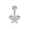 Fashion Heart Shape Flower Butterfly Stainless Steel Plating Inlay Zircon Belly Ring 1 Piece