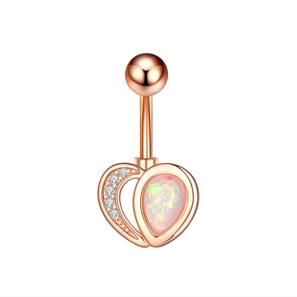 Fashion Heart Shape Flower Butterfly Stainless Steel Plating Inlay Zircon Belly Ring 1 Piece