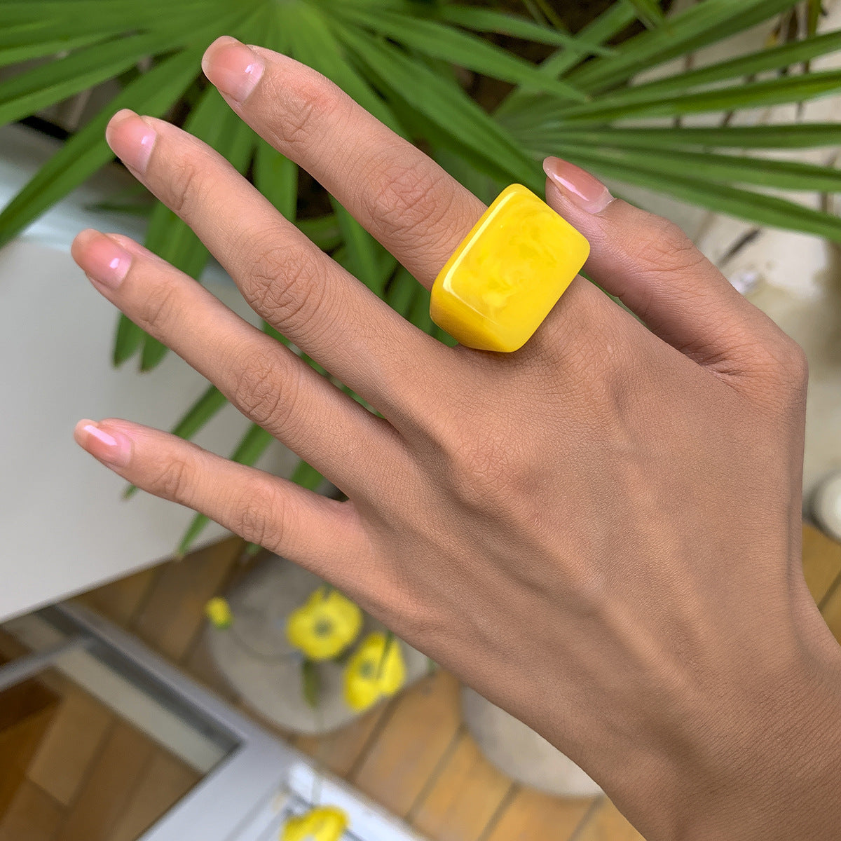 Retro Geometric Resin Irregular Women's Rings 1 Piece