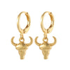 Hip-hop Bull Head Copper Gold Plated Earrings 1 Pair