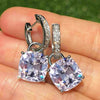 Fashion New Inlaid Light Blue Square Zircon Copper Earrings Valentine's Day Gift