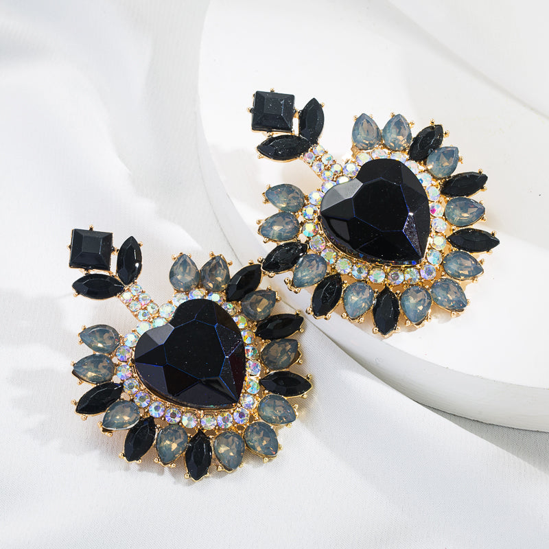 Fashion Heart Shape Alloy Inlay Rhinestones Women's Drop Earrings 1 Pair