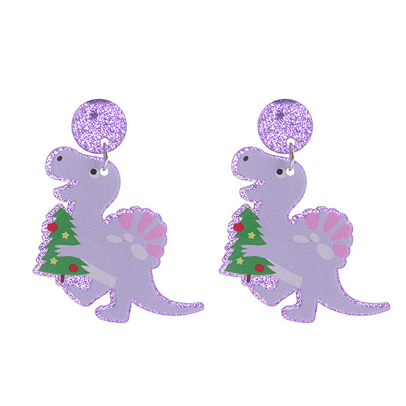 Fashion Dinosaur Arylic Printing Christmas Women's Drop Earrings 1 Pair