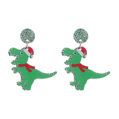 Fashion Dinosaur Arylic Printing Christmas Women's Drop Earrings 1 Pair