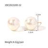 Fashion Round Stainless Steel Inlay Pearl Ear Studs 1 Pair