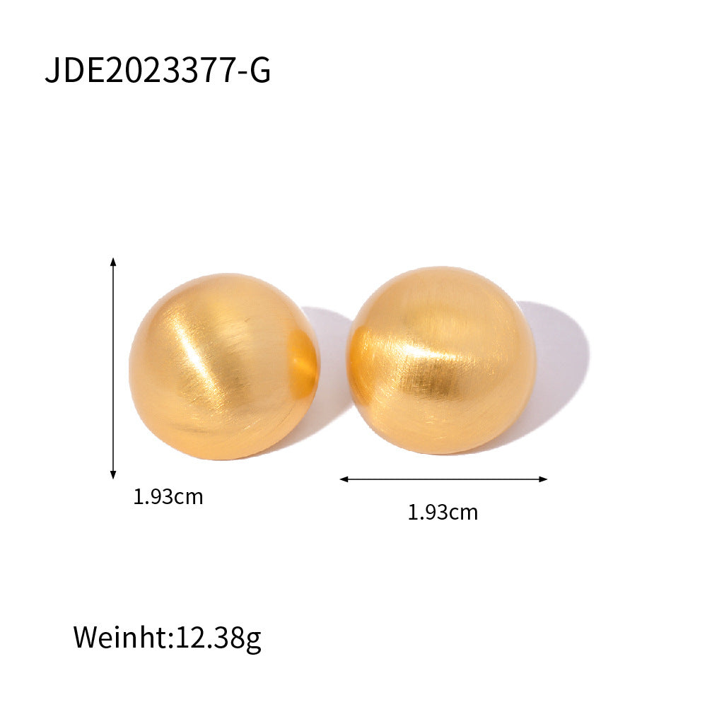 Fashion Round Stainless Steel Inlay Pearl Ear Studs 1 Pair