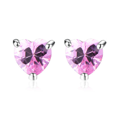 1 Pair Fashion Heart Shape Copper Inlay Zircon Ear Studs