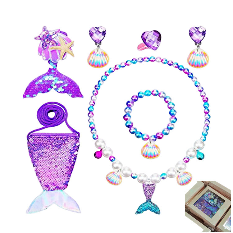 Fashion Fish Tail Resin Beaded Girl's Pendant Necklace 1 Set