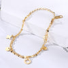 Simple Style Four Leaf Clover Heart Shape Daisy Titanium Steel Inlay Artificial Pearls Bracelets