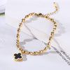 Simple Style Four Leaf Clover Heart Shape Daisy Titanium Steel Inlay Artificial Pearls Bracelets