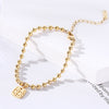 Simple Style Four Leaf Clover Heart Shape Daisy Titanium Steel Inlay Artificial Pearls Bracelets