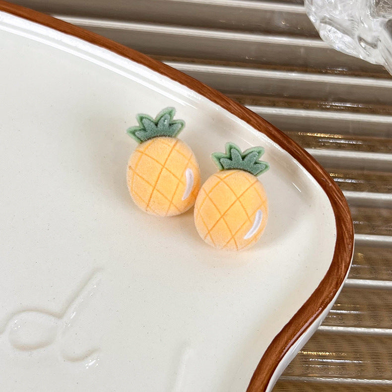 Sweet Fruit Flocking Women's Ear Studs 1 Pair