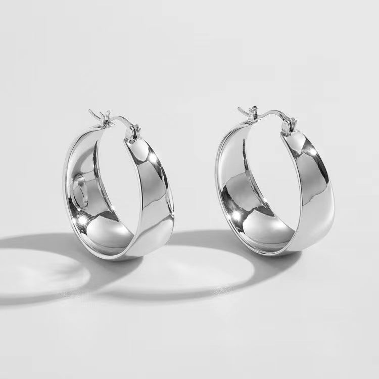 Fashion Solid Color Stainless Steel Plating Hoop Earrings 1 Pair