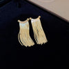 Fashion Geometric Copper Tassel Artificial Pearls Drop Earrings 1 Pair