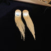 Fashion Geometric Copper Tassel Artificial Pearls Drop Earrings 1 Pair