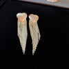 Fashion Geometric Copper Tassel Artificial Pearls Drop Earrings 1 Pair