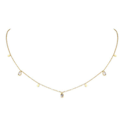 Fashion Geometric Titanium Steel Gold Plated Zircon Gold Plated Necklace