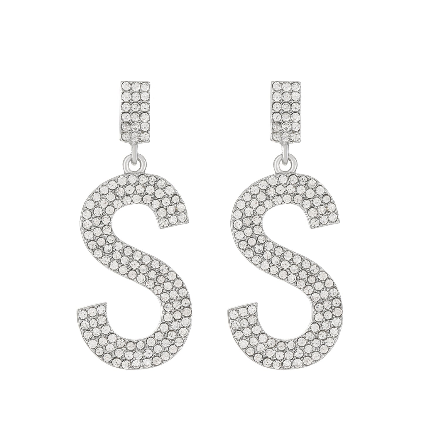 Fashion Letter Alloy Inlay Rhinestones Women's Drop Earrings 1 Pair