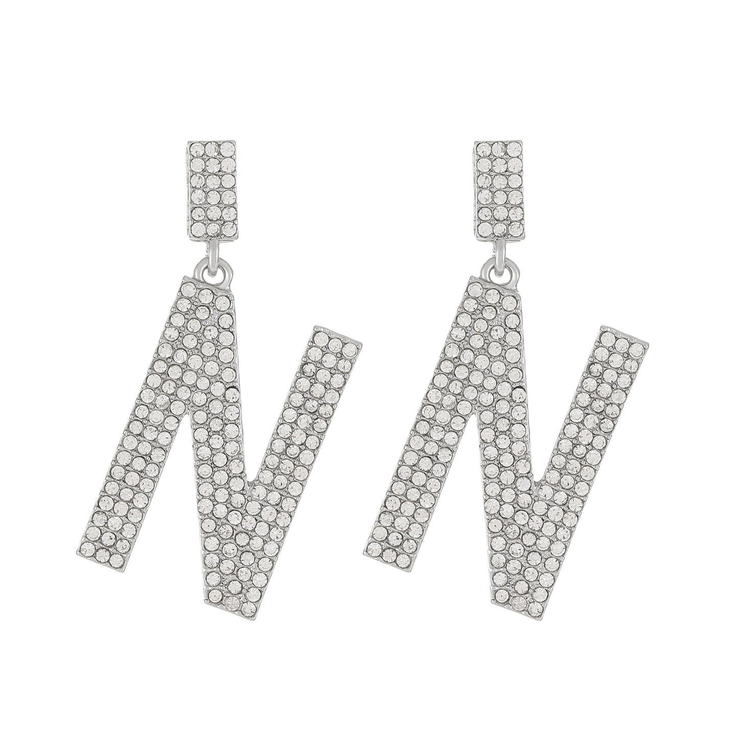 Fashion Letter Alloy Inlay Rhinestones Women's Drop Earrings 1 Pair