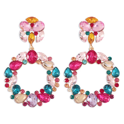 Retro Circle Alloy Plating Rhinestones Women's Drop Earrings 1 Pair