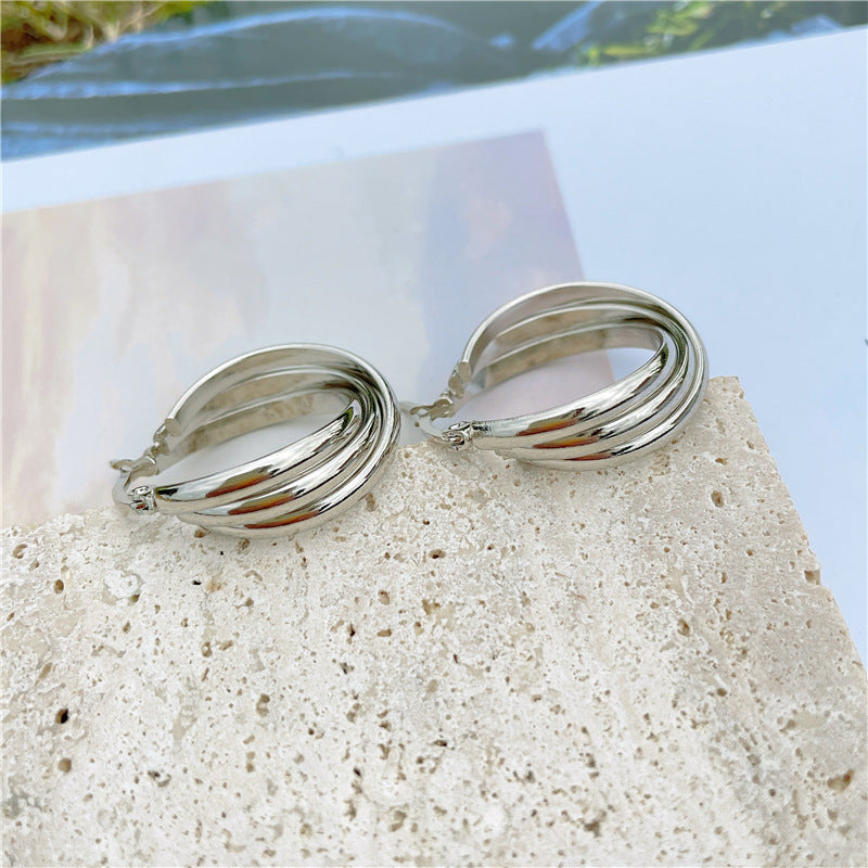 Simple Style Geometric Circle Stainless Steel Round Ellipse Earrings