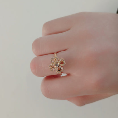 Simple Style Geometric Flower Copper Plating Zircon Rings