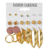 Retro Round Alloy Plating Artificial Pearls Women's Earrings Ear Studs 6-piece Set