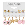 Retro Round Alloy Plating Artificial Pearls Women's Earrings Ear Studs 6-piece Set