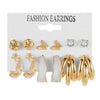 Retro Round Alloy Plating Artificial Pearls Women's Earrings Ear Studs 6-piece Set