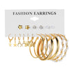 Retro Round Alloy Plating Artificial Pearls Women's Earrings Ear Studs 6-piece Set