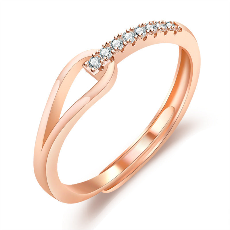 Simple Style Solid Color Copper Plating Inlay Artificial Diamond Rings 1 Piece