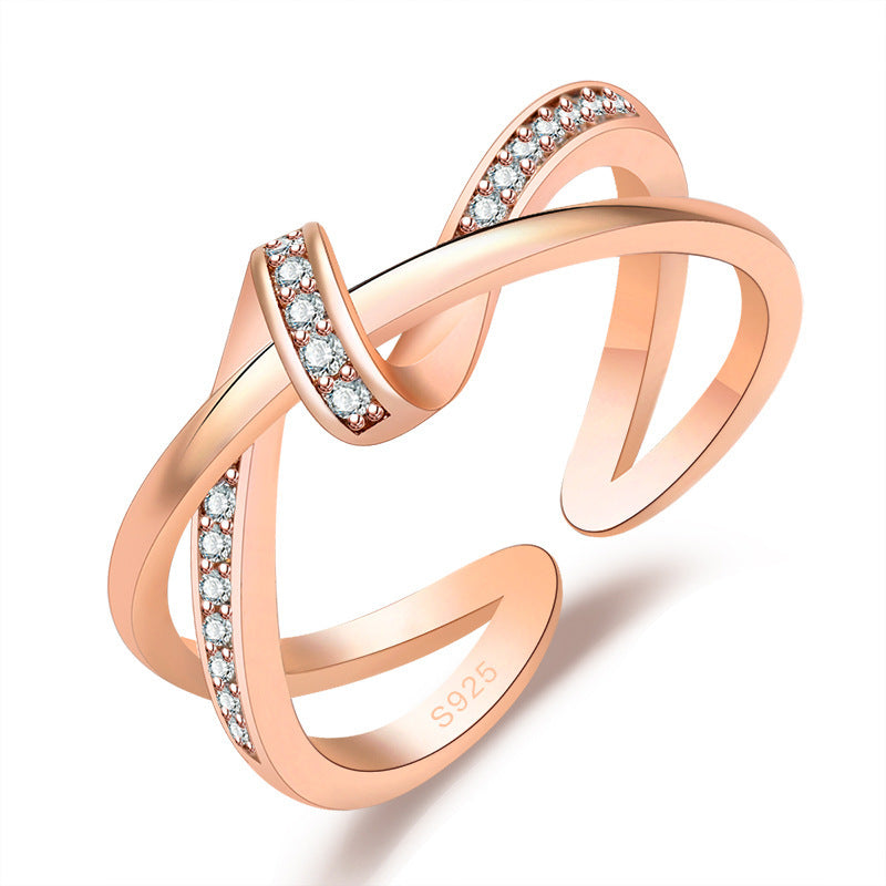 Simple Style Solid Color Copper Plating Inlay Artificial Diamond Rings 1 Piece