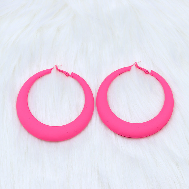 Fashion Geometric Metal Spray Paint Women's Hoop Earrings 1 Pair