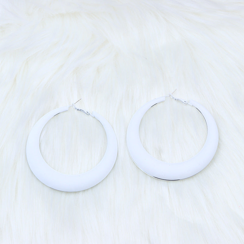 Fashion Geometric Metal Spray Paint Women's Hoop Earrings 1 Pair