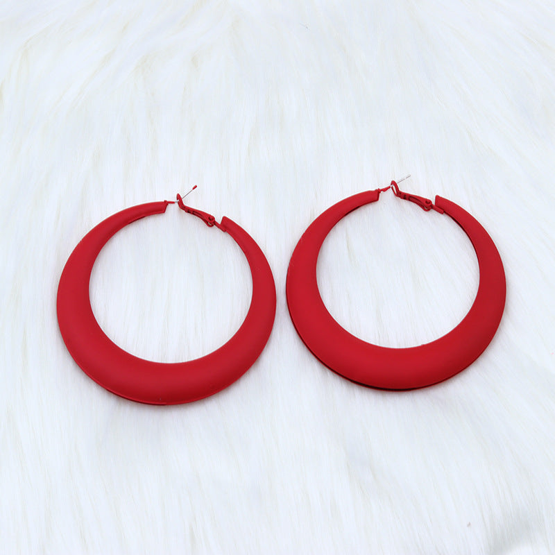 Fashion Geometric Metal Spray Paint Women's Hoop Earrings 1 Pair