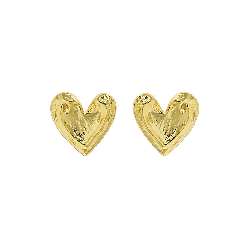 Fashion Heart Shape Sterling Silver Plating Ear Studs 1 Pair