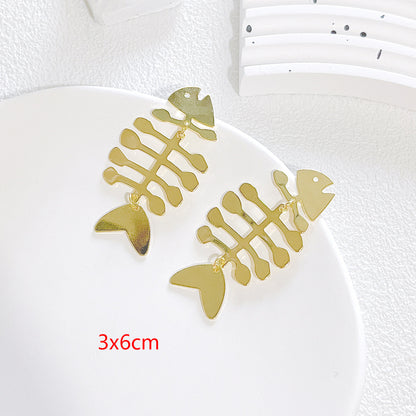 Fashion Fish Bone Alloy Women's Drop Earrings 1 Pair