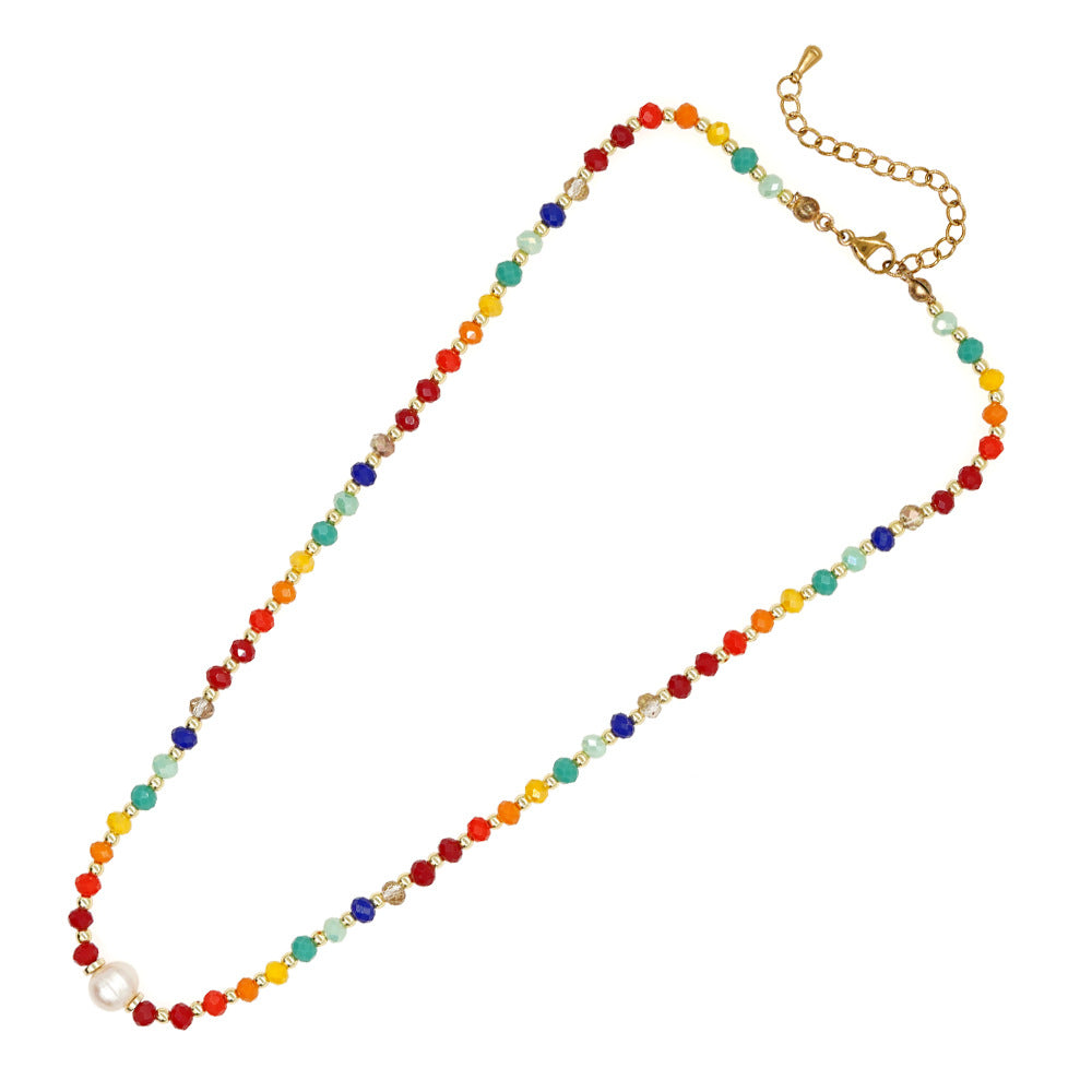 Bohemian Colorful Glass Irregular Beaded Women's Necklace