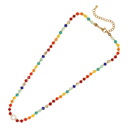 Bohemian Colorful Glass Irregular Beaded Women's Necklace