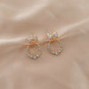 Fashion Bow Knot Alloy Plating Inlay Artificial Gemstones Pearl Women's Drop Earrings 1 Pair