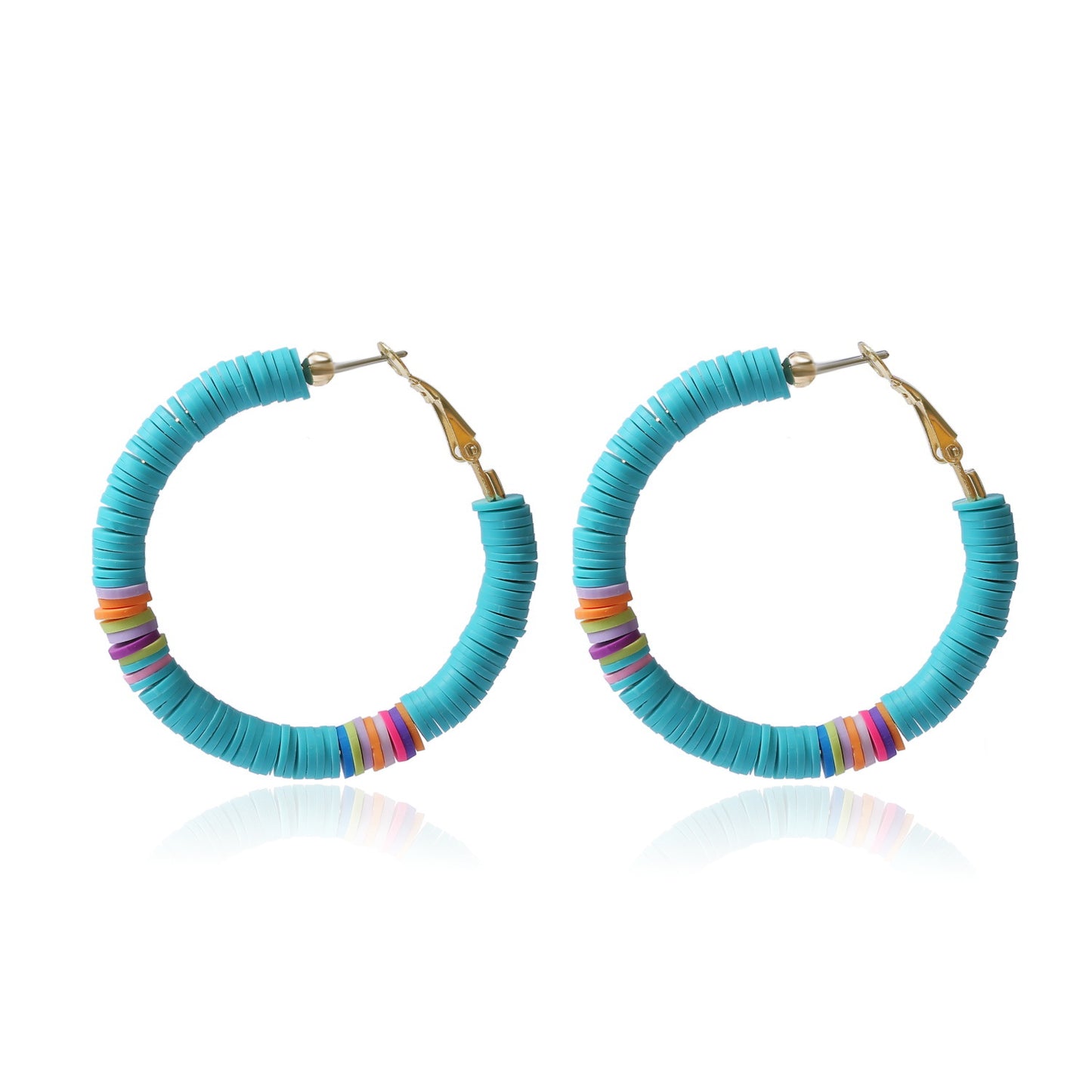 1 Pair Fashion Circle Soft Clay Beaded Women's Earrings