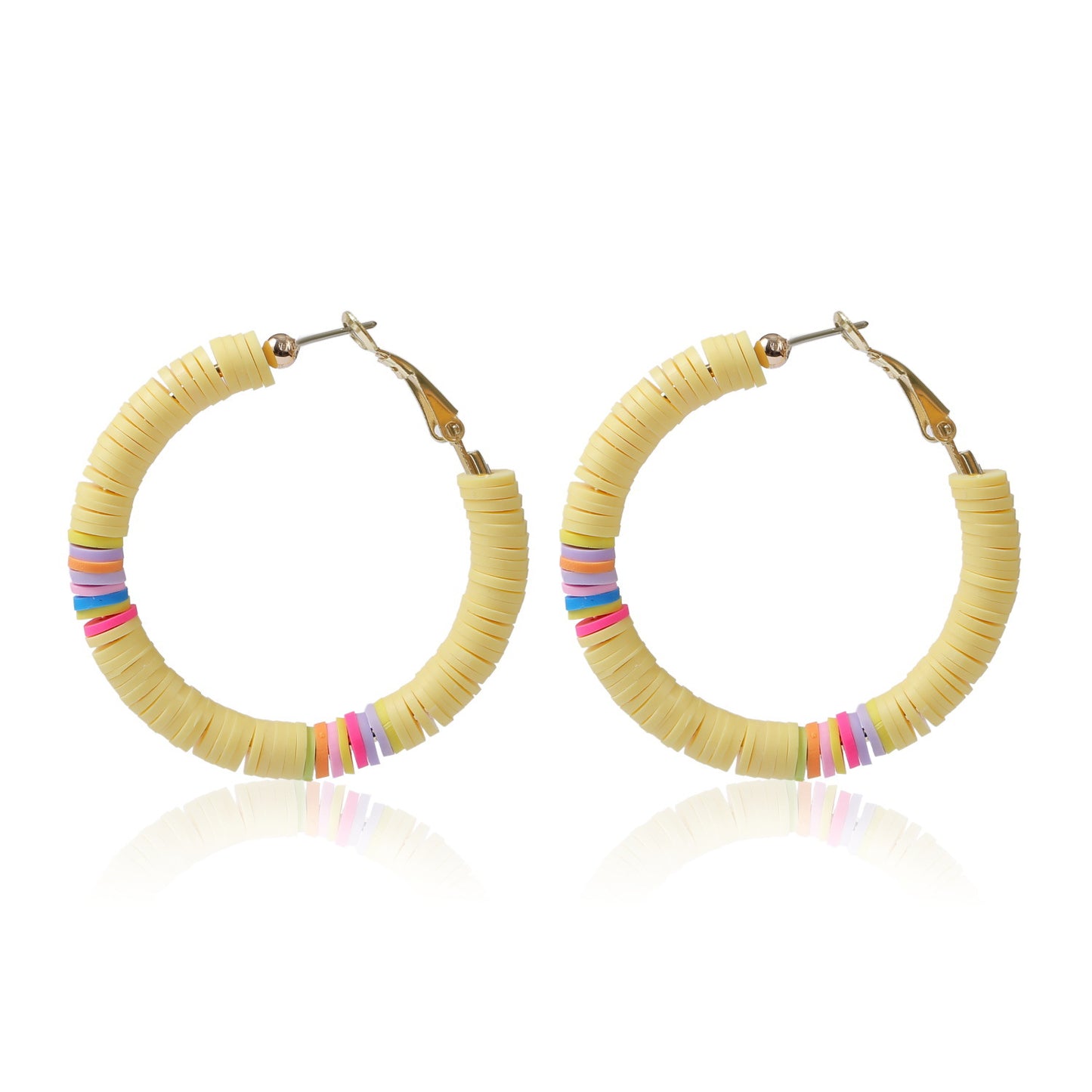 1 Pair Fashion Circle Soft Clay Beaded Women's Earrings