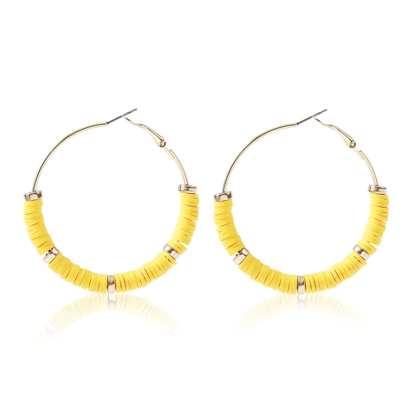 1 Pair Fashion Circle Soft Clay Beaded Women's Earrings