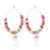 1 Pair Fashion Circle Soft Clay Beaded Women's Earrings