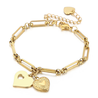 Elegant Heart Shape Titanium Steel Plating Bracelets