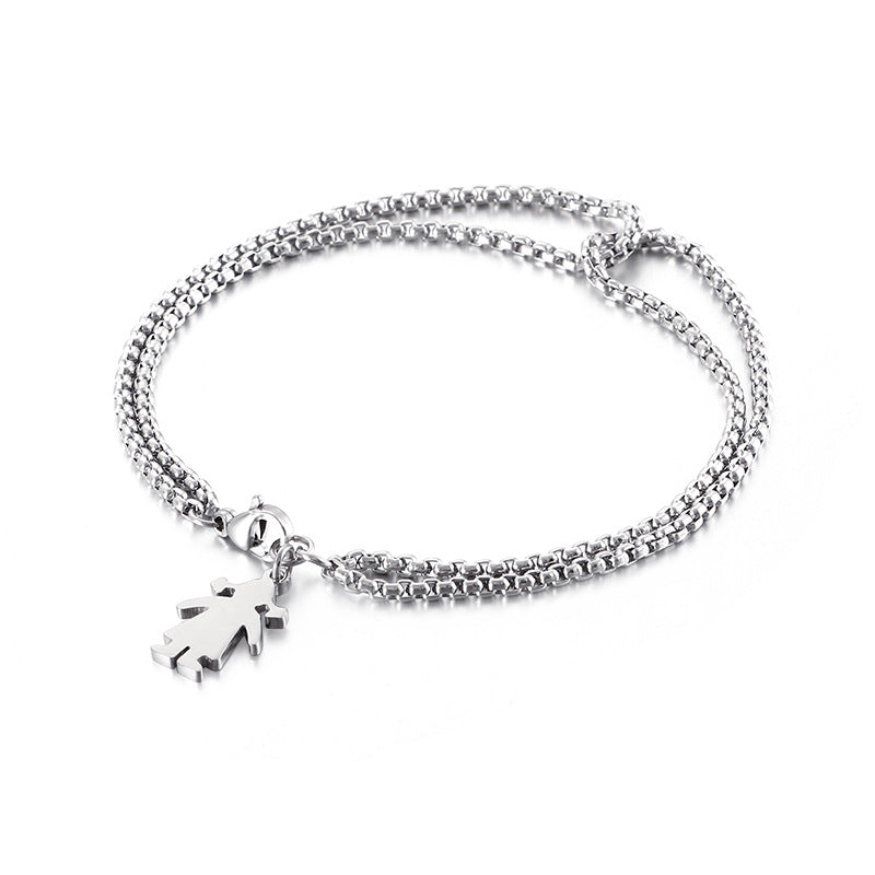 Fashion Heart Shape Butterfly Titanium Steel Plating Bracelets